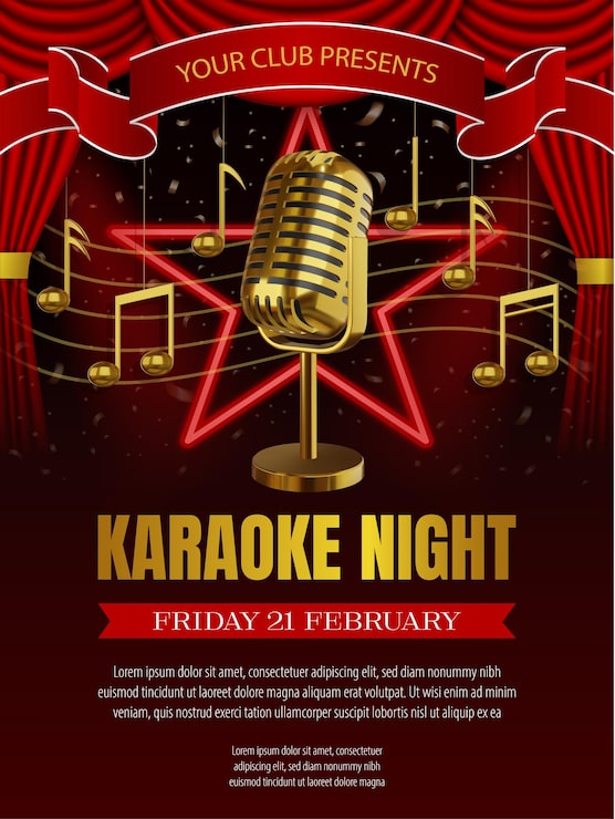 Vetor folheto de noite de karaokê