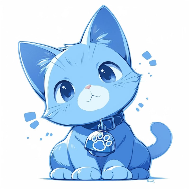 Vetor gato azul russo brincando com um brinquedo de sino