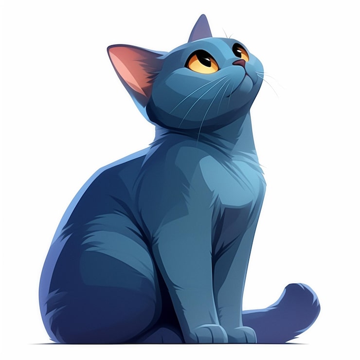 Vetor gato azul russo sentado em um colo