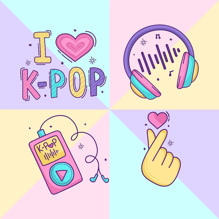 Vetor ilustração de conjunto de kpop