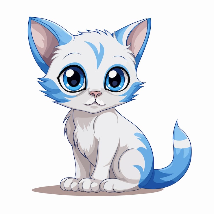 Vetor ilustração de gato de olhos azuis em fundo branco