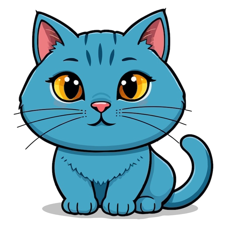 Vetor ilustração vetorial de gato azul russo fofo em estilo desenho animado