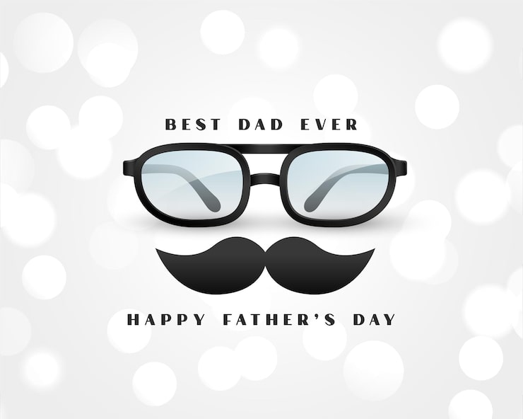 Vettore gratuito biglietto di auguri realistico per la festa del papà su un biglietto di auguri bokeh bianco