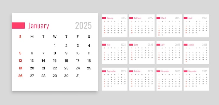 Vettore gratuito calendario 2025 in stile elegante e pulito