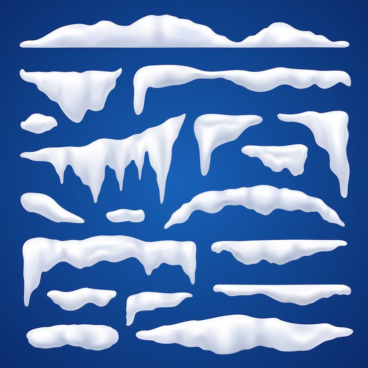 Vettore gratuito cappe di neve e pile set invernale