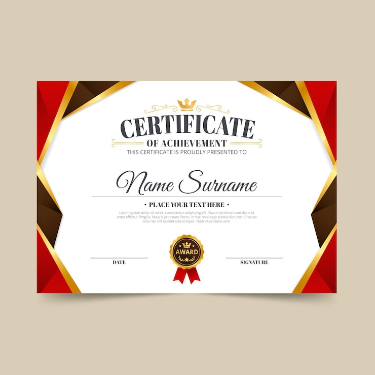 Vettore gratuito certificato di realizzazione elegante sfumato