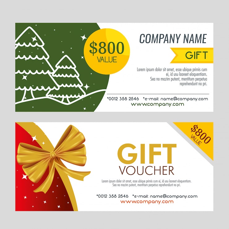 Vettore gratuito coppia di coupon regalo di natale