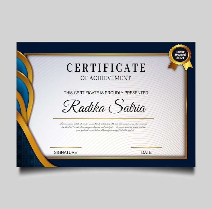 Vettore gratuito elegante modello di conseguimento del certificato