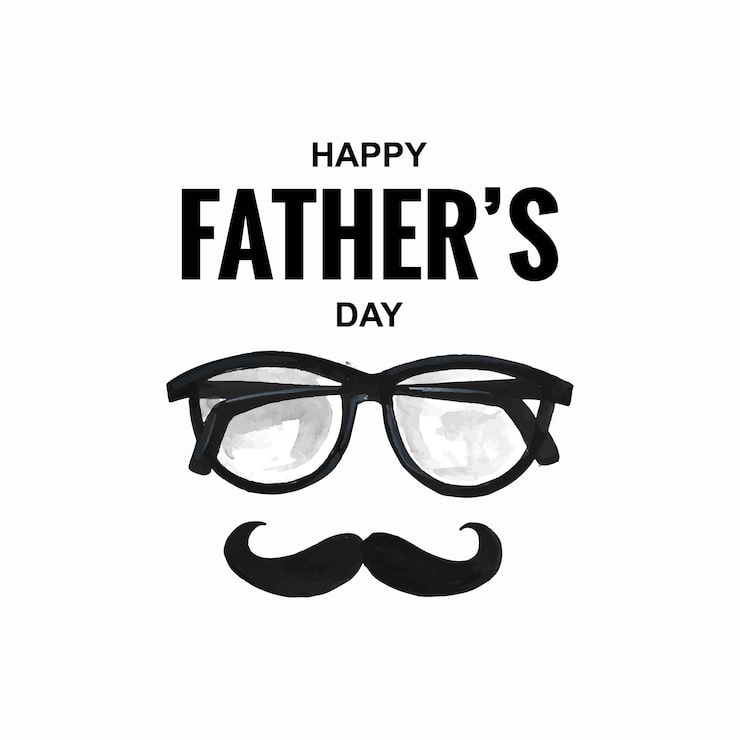 Vettore gratuito felice festa del papà occhiali e baffi biglietto di auguri design