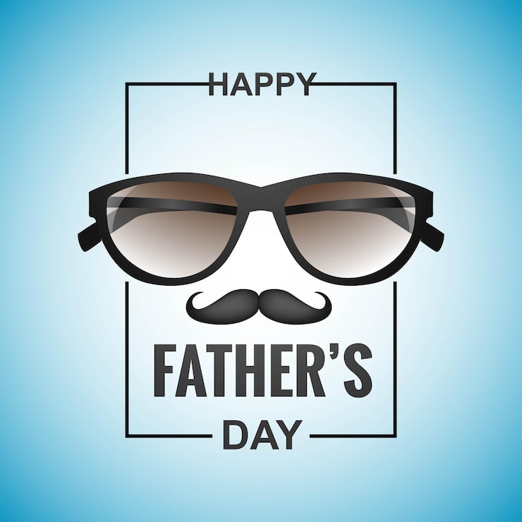 Vettore gratuito felice festa del papà occhiali e baffi card design