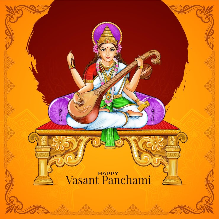 Vettore gratuito felice vasant panchami festival tradizionale indiano sfondo di saluto
