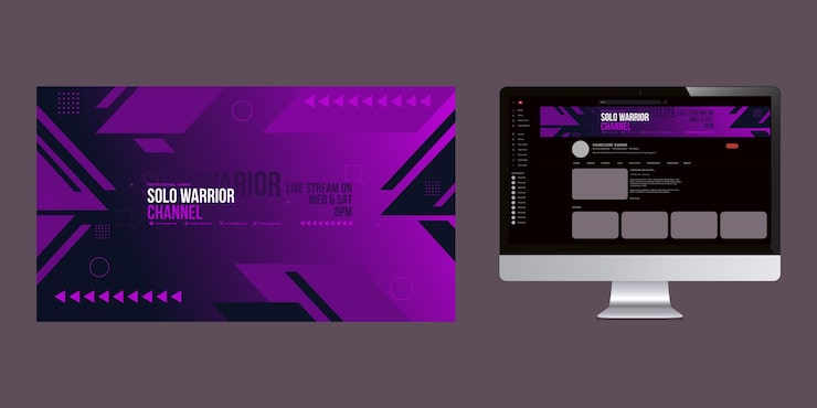 Vettore gratuito grafica del canale di youtube per giochi a gradiente