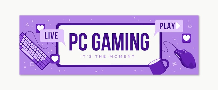 Vettore gratuito intestazione twitter di gioco per pc piatto