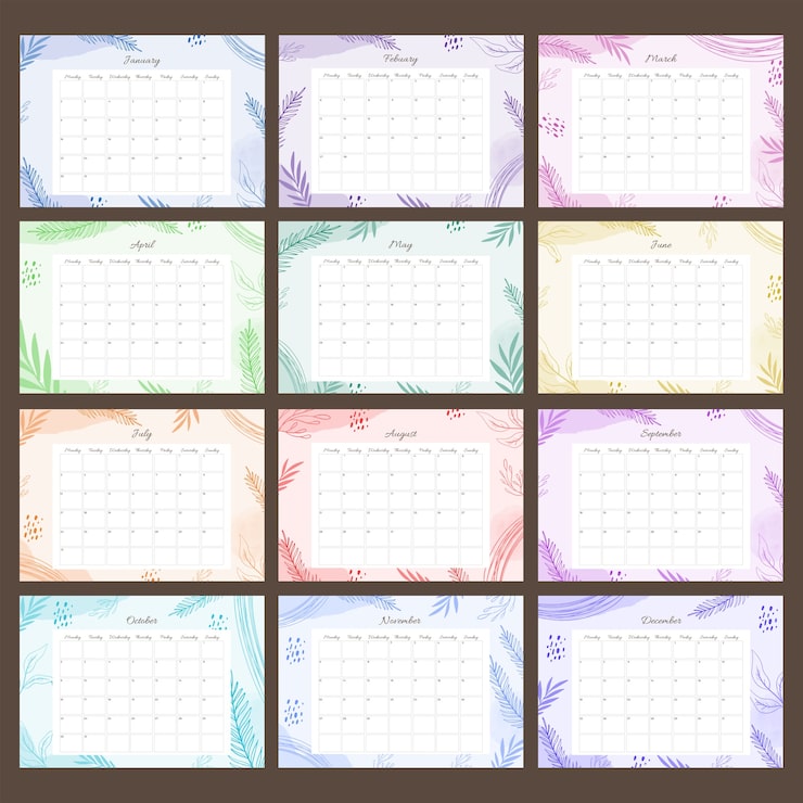 Vettore gratuito modello di calendario da tavolo 2023 disegnato a mano