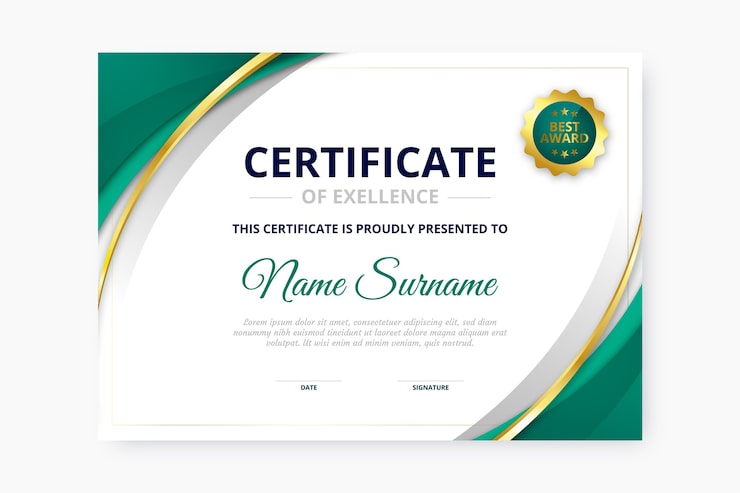 Vettore gratuito modello di certificato elegante in gradiente