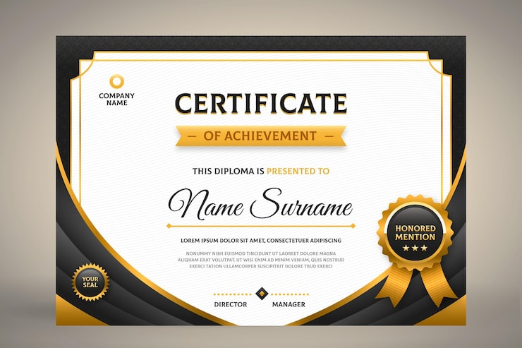 Vettore gratuito modello di certificato piatto