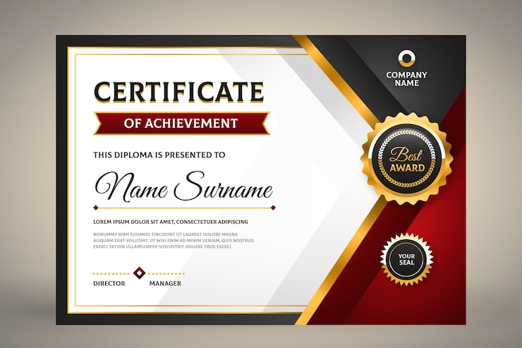 Vettore gratuito modello di certificato piatto