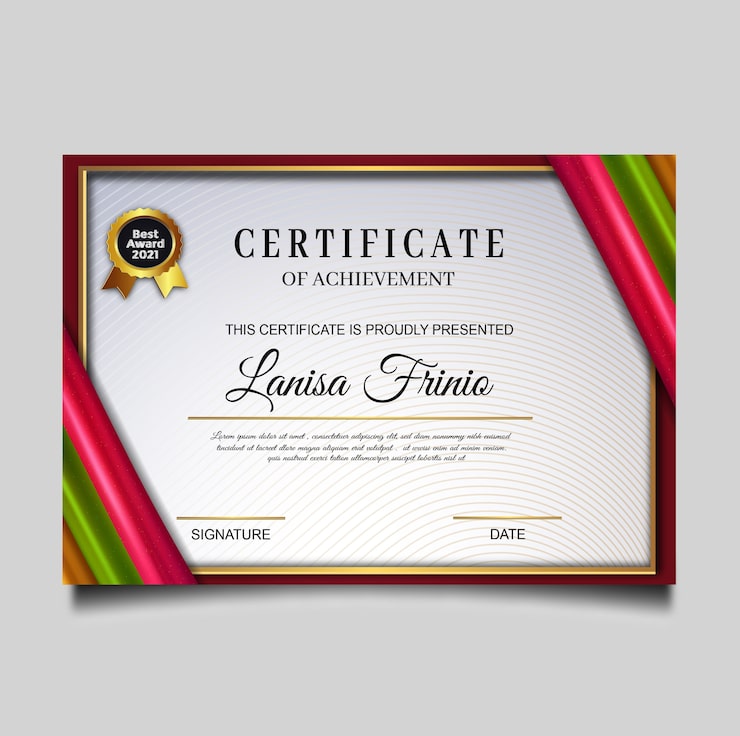 Vettore gratuito modello di conseguimento del certificato di lusso