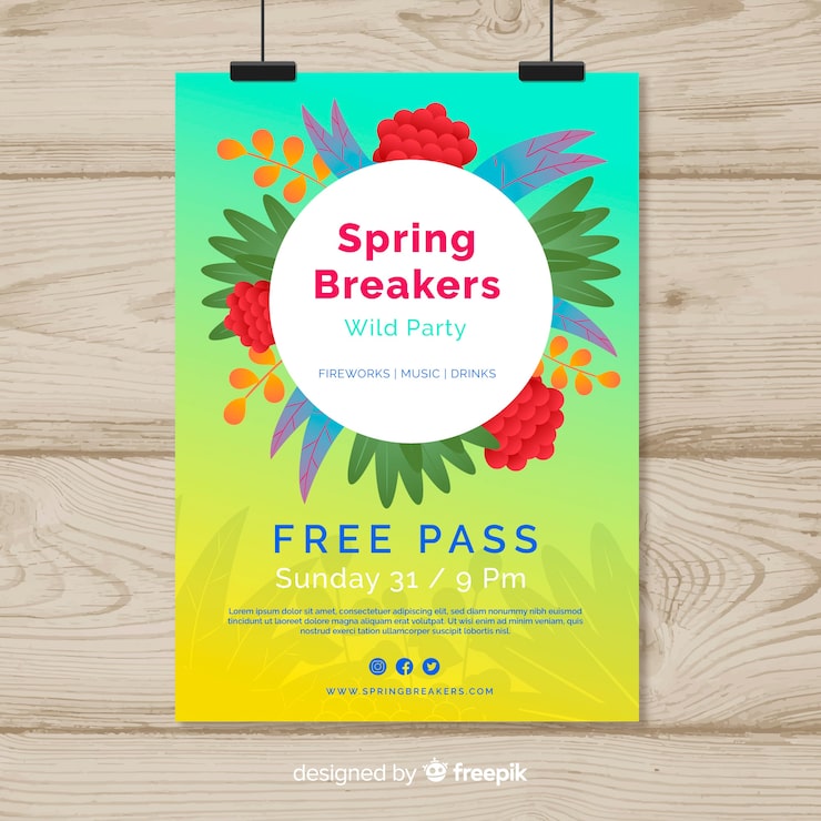 Vettore gratuito modello di poster festa di primavera
