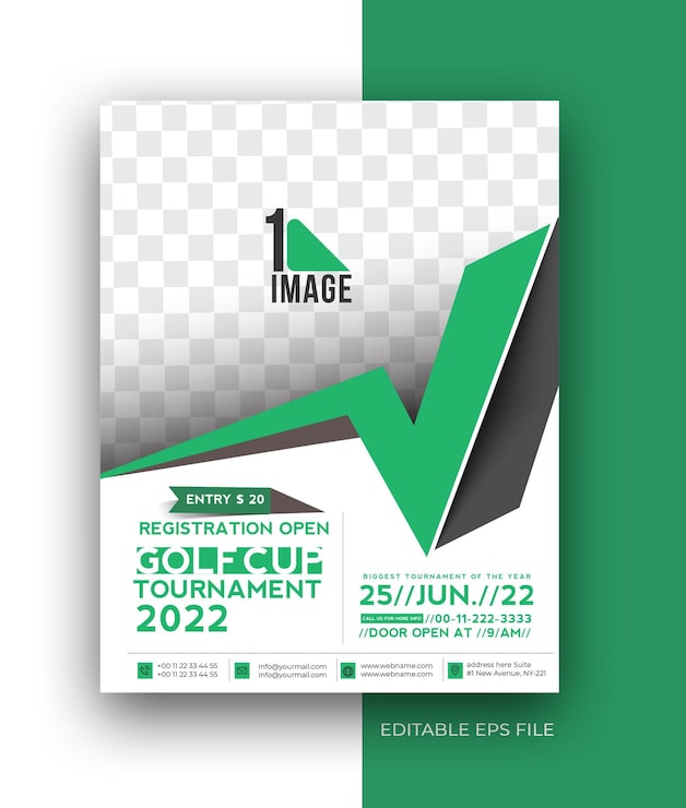 Vettore gratuito modello di progettazione del poster del volantino dell'opuscolo aziendale del club di golf a4
