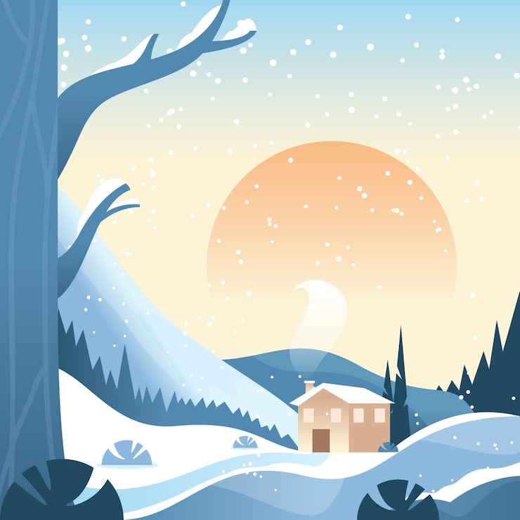 Vettore gratuito paesaggio invernale a disegno piatto