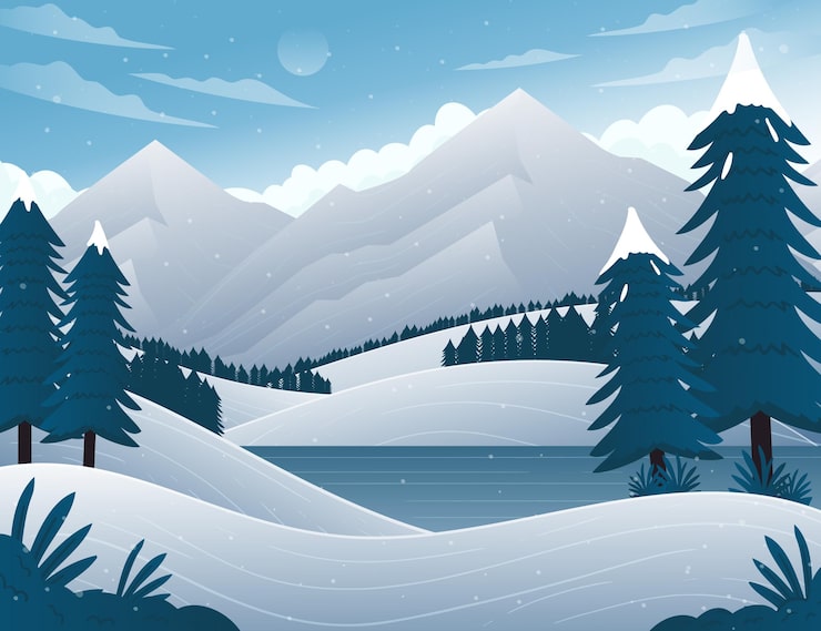 Vettore gratuito paesaggio invernale disegnato a mano