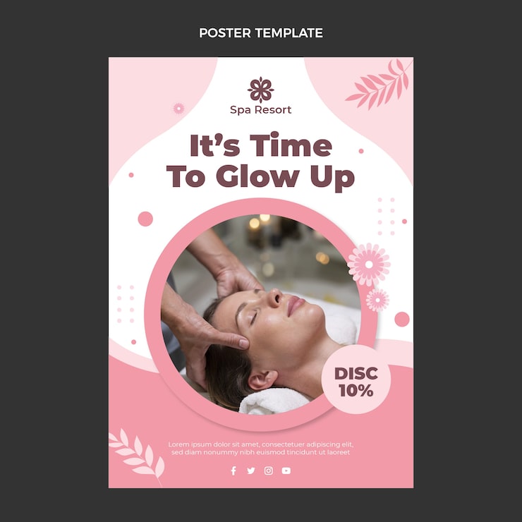 Vettore gratuito poster di trattamento spa design piatto