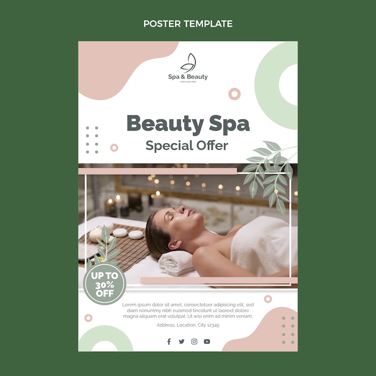 Vettore gratuito poster spa design piatto