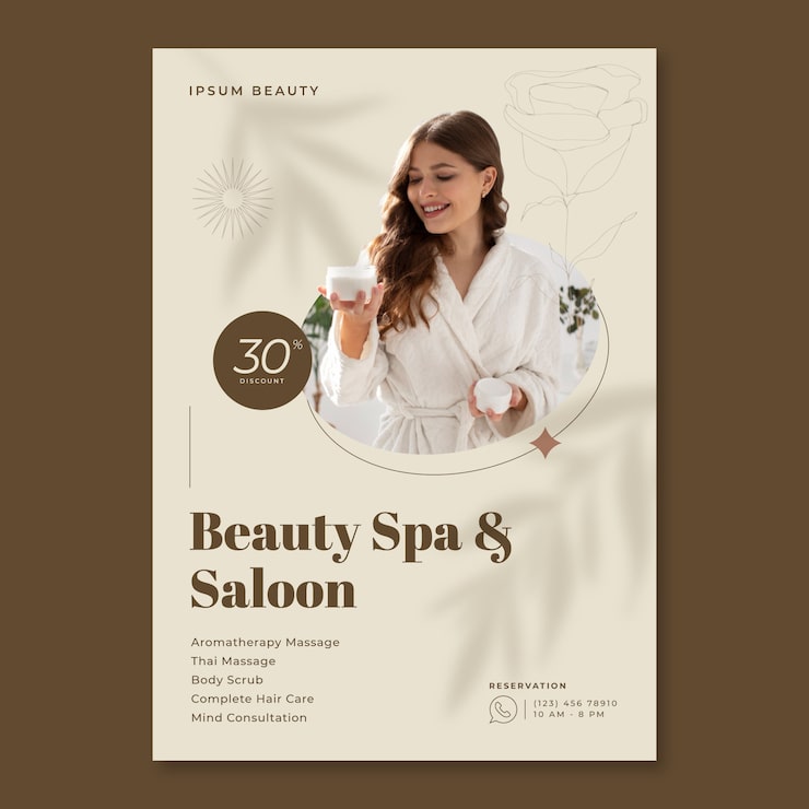 Vettore gratuito poster spa design piatto