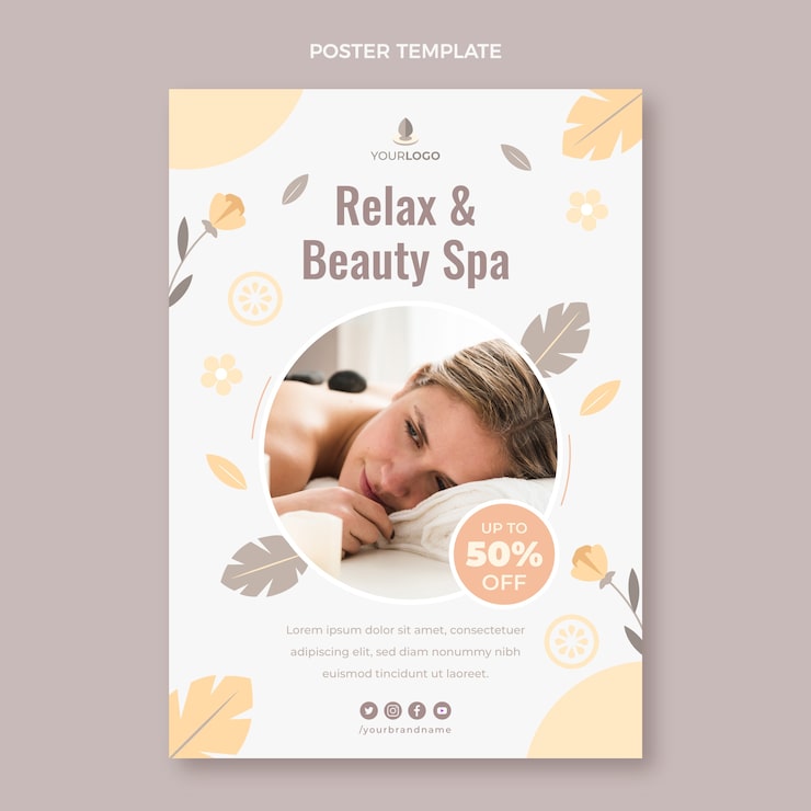 Vettore gratuito poster spa design piatto