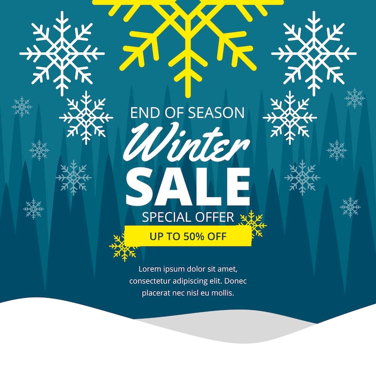 Vettore gratuito promo di vendita invernale design piatto con offerta