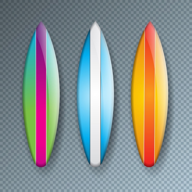 Vettore gratuito raccolta variopinta della tavola da surf isolata su trasparente