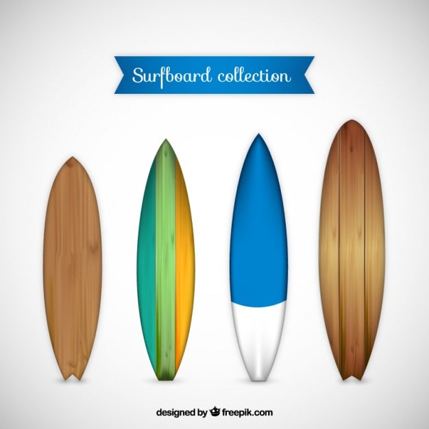 Vettore gratuito tipi di tavole da surf di legno
