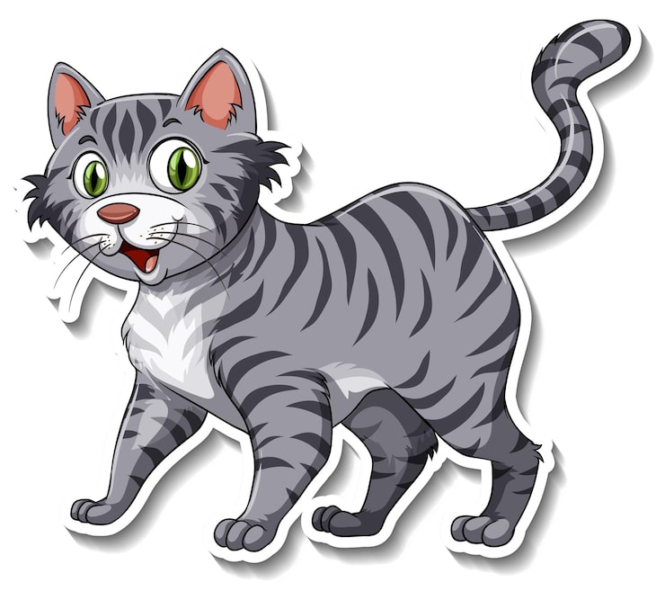 Vettore gratuito un modello di adesivo del personaggio dei cartoni animati di gatto