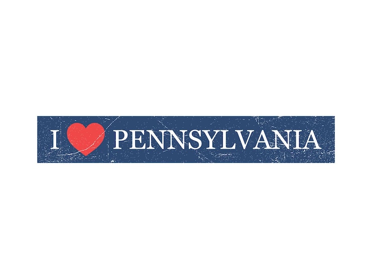 Vettore amo il modello vettoriale della lettera grunge della pennsylvania