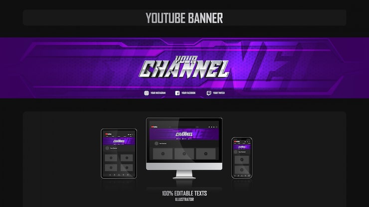 Vettore banner per canale youtube con il concetto di musica