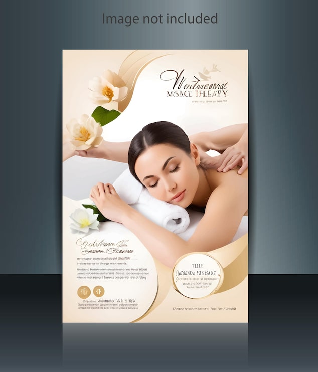 Vettore disegno di volantino per la terapia tradizionale di massaggio spa femminile