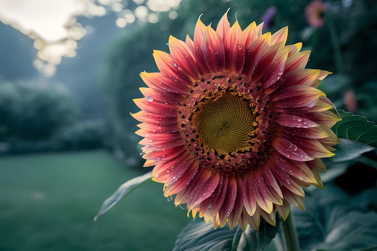 Vettore girasole nel campo rendering 3d