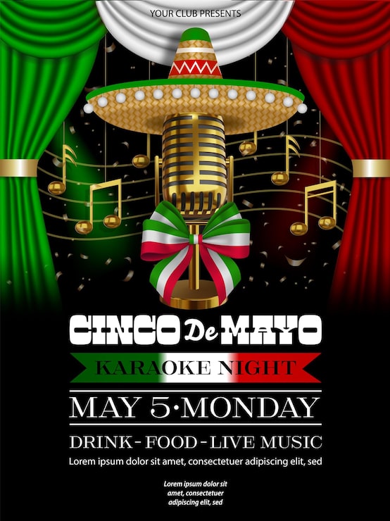 Vettore la notte del karaoke del cinco di maggio