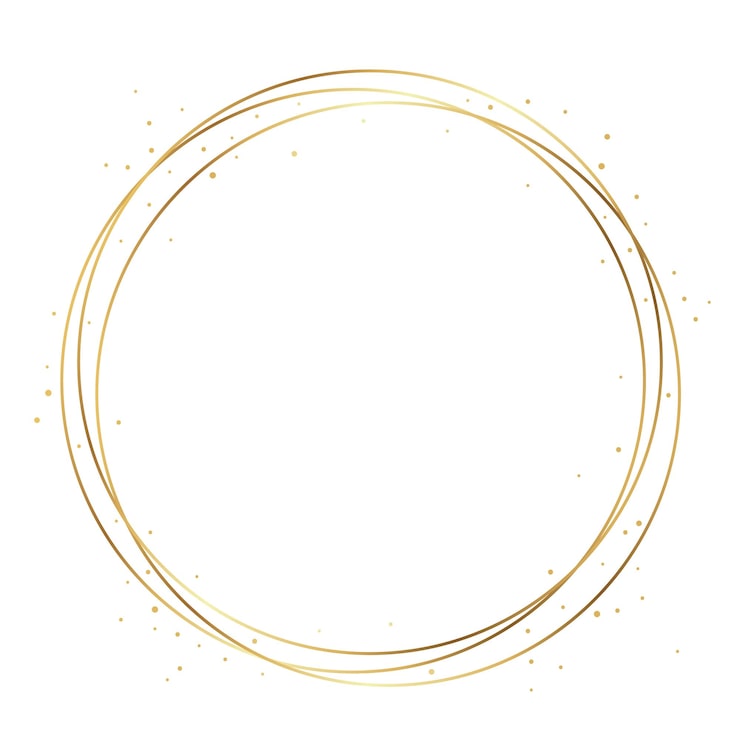 Vettore minimal elegant round gold line frame su sfondo bianco