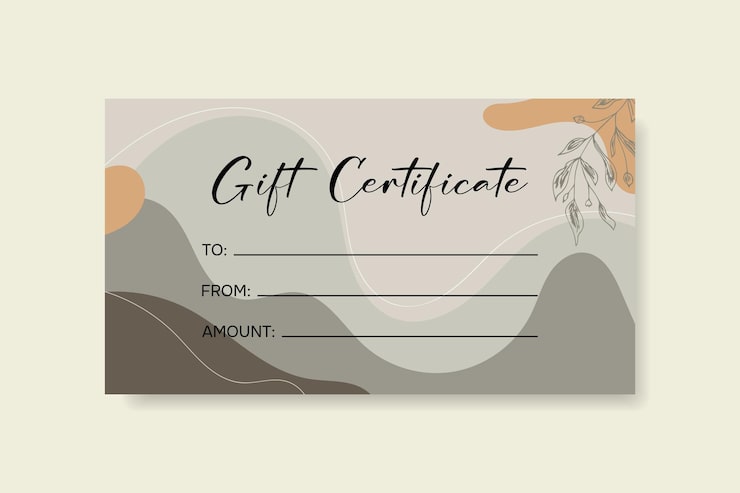 Vettore modello di certificato regalo in stile moderno per il negozio di spa della galleria del salone