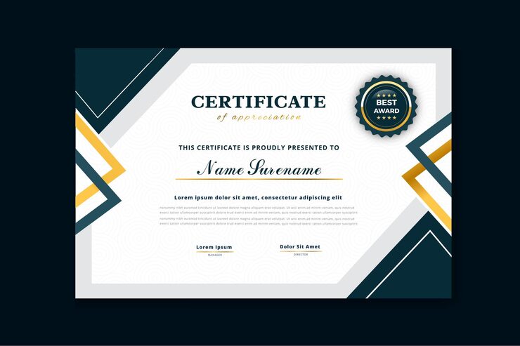 Vettore modello gratuito di certificato di raggiungimento del vettore