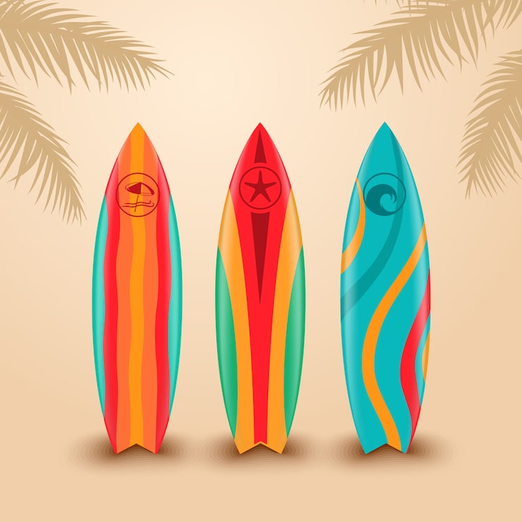 Vettore tavole da surf con design diverso. illustrazione