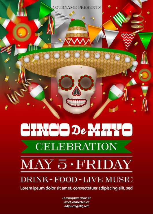 Vettore un poster per la celebrazione del cinco de mayo il 5 maggio venerdì.