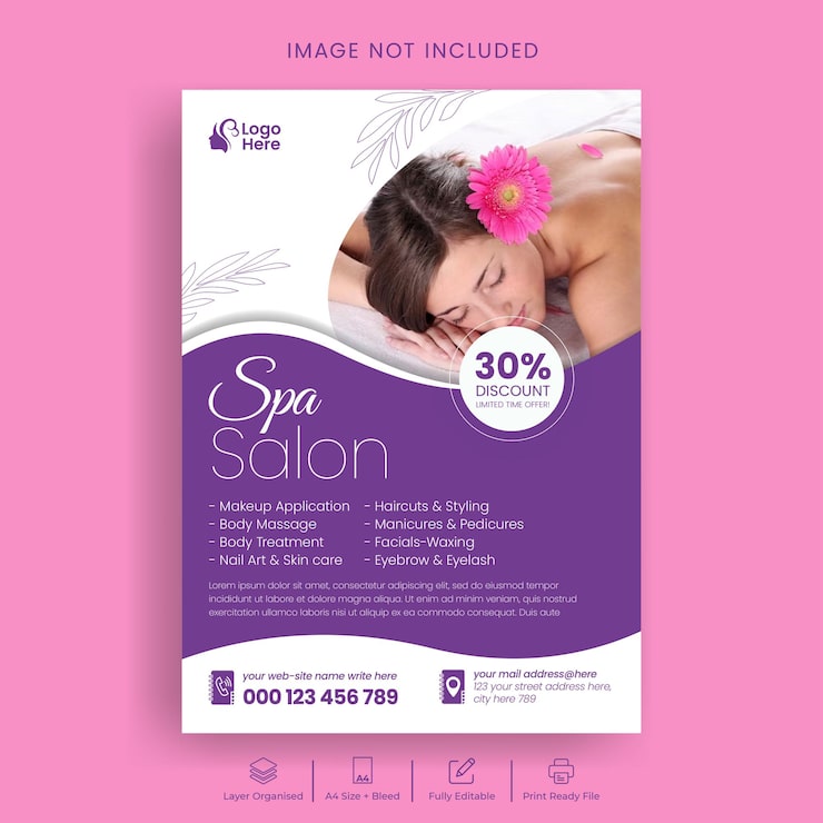 Vettore volantino per salone di bellezza spa o modello di stampa poster