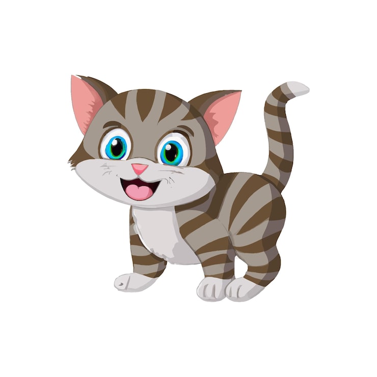 Gratis Vector cartoon grappige kat kunst geïsoleerd op wit