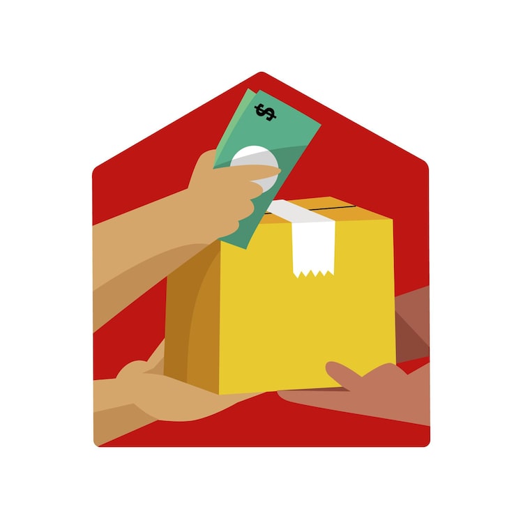 Gratis Vector contant geld bij aflevering in plat ontwerp