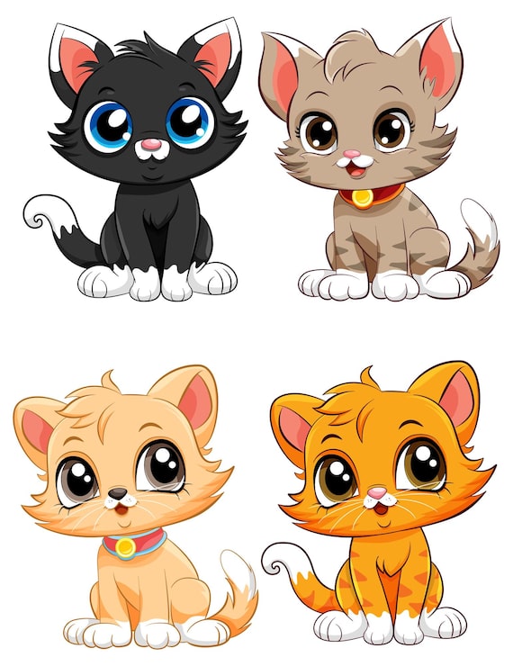 Gratis Vector cute kittens cartoon personages collectie