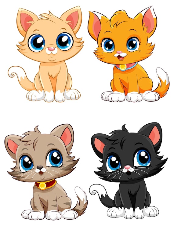 Gratis Vector cute kittens cartoon personages collectie