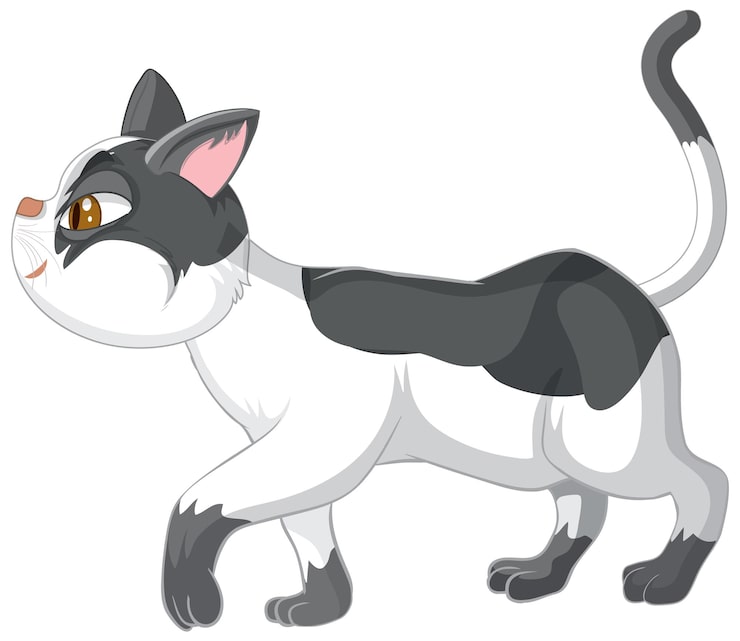 Gratis Vector een kat die op een witte achtergrond loopt